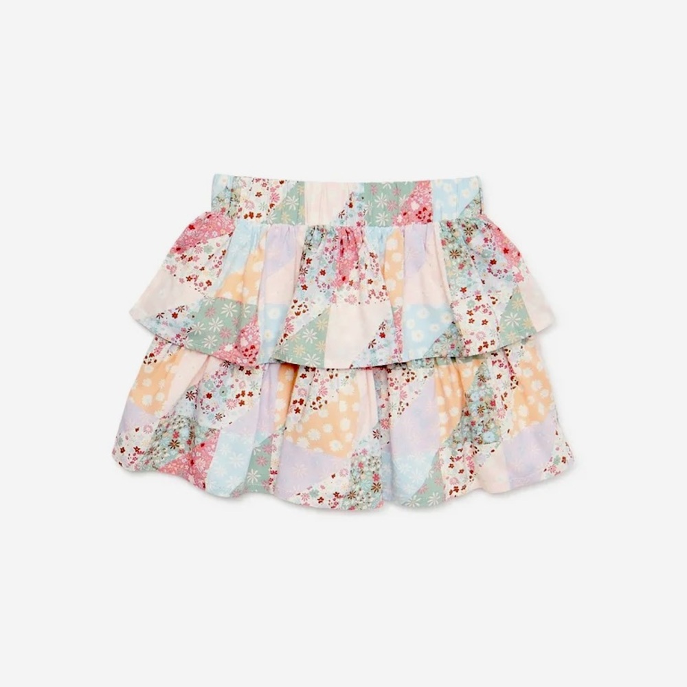 Garanimals Baby & Toddler Girl Floral Patchwork Tiered Skirt, size 3T, LIKE NEW